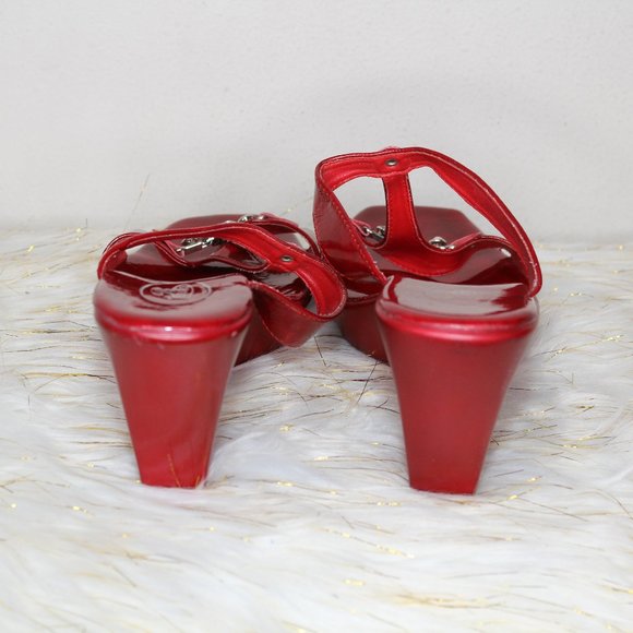 Bolaro Ruby Red Wedges with Rhinestones - Picture 5 of 5